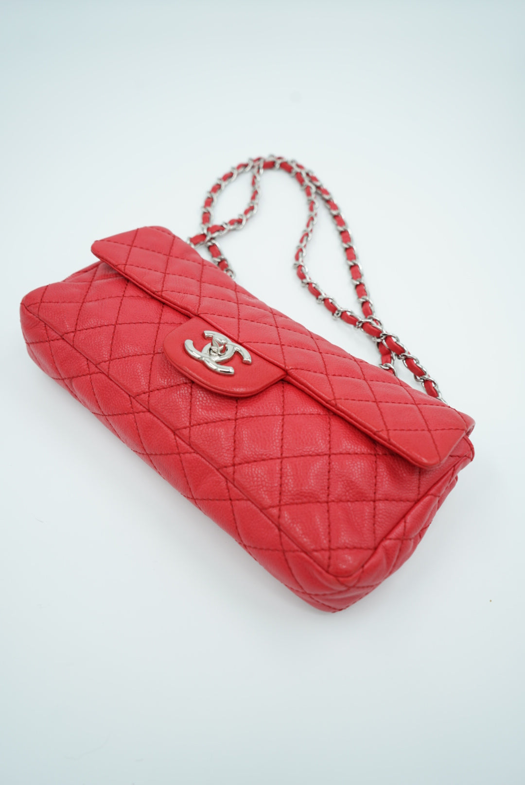 Chanel East West Red Caviar Leather