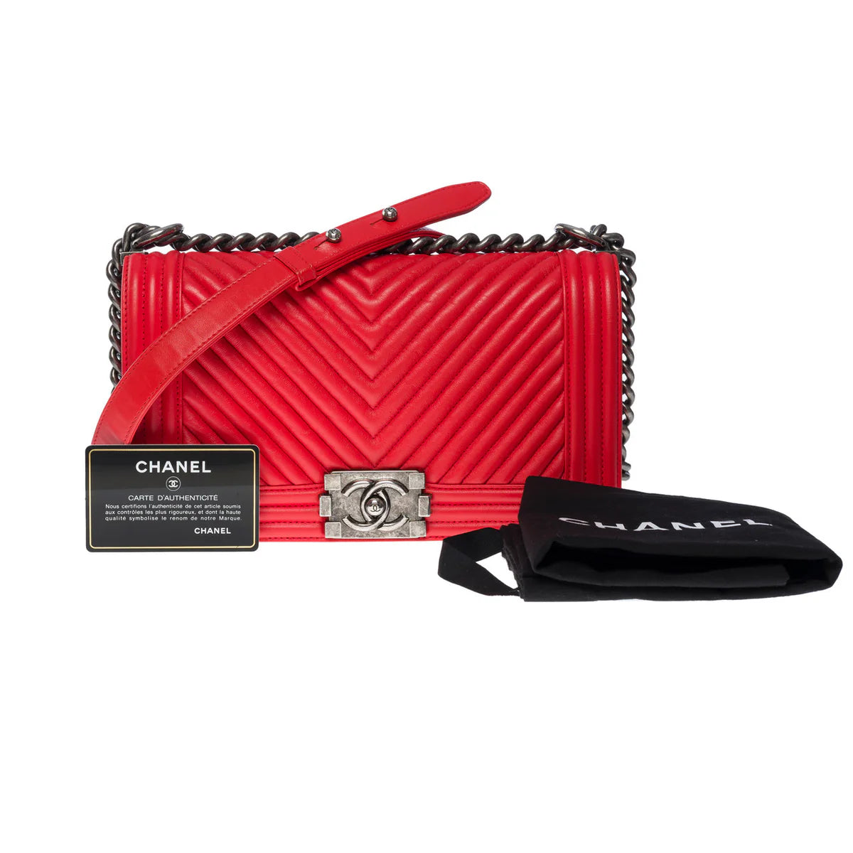 Chanel Chevron Boy Old Medium Red