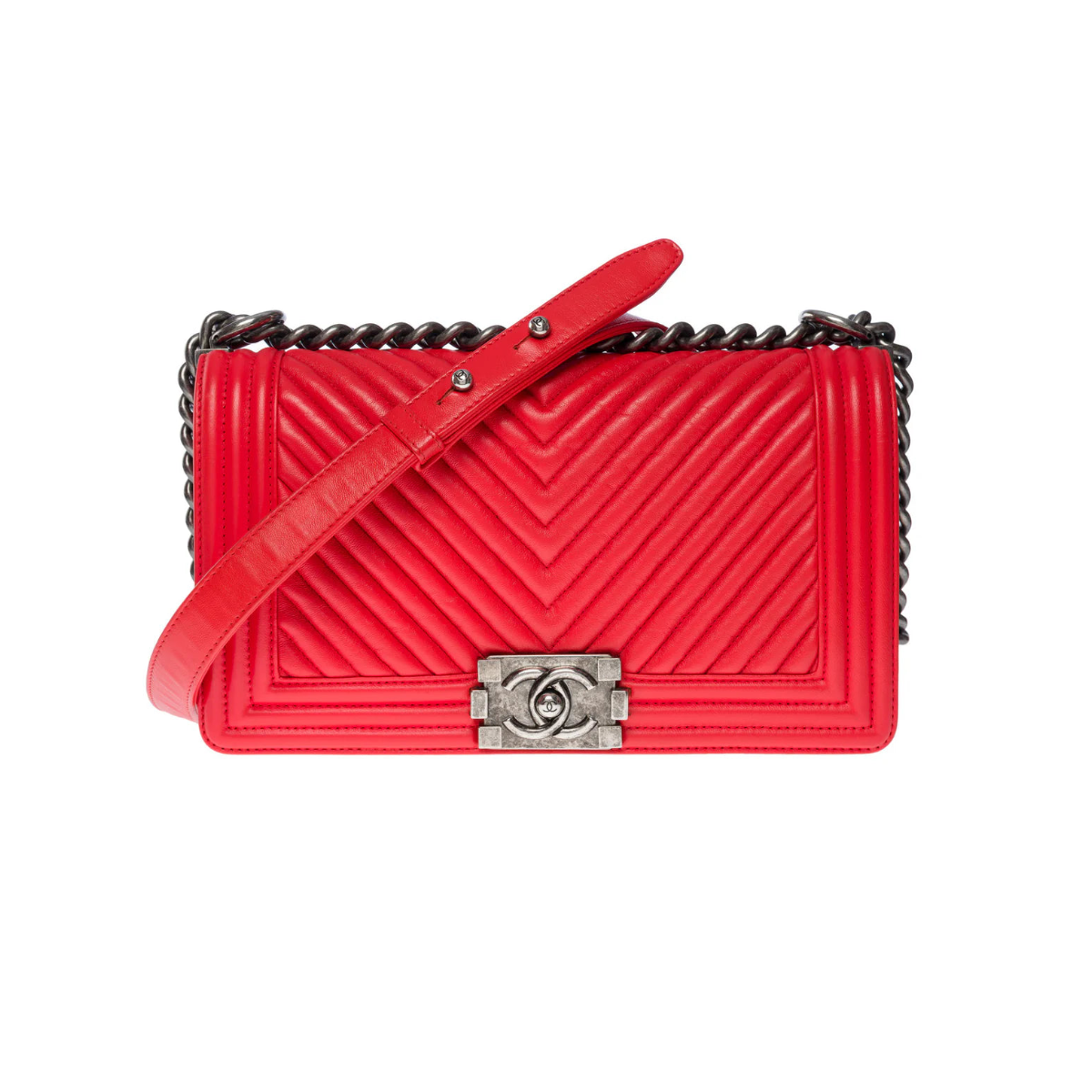 Chanel Chevron Boy Old Medium Red