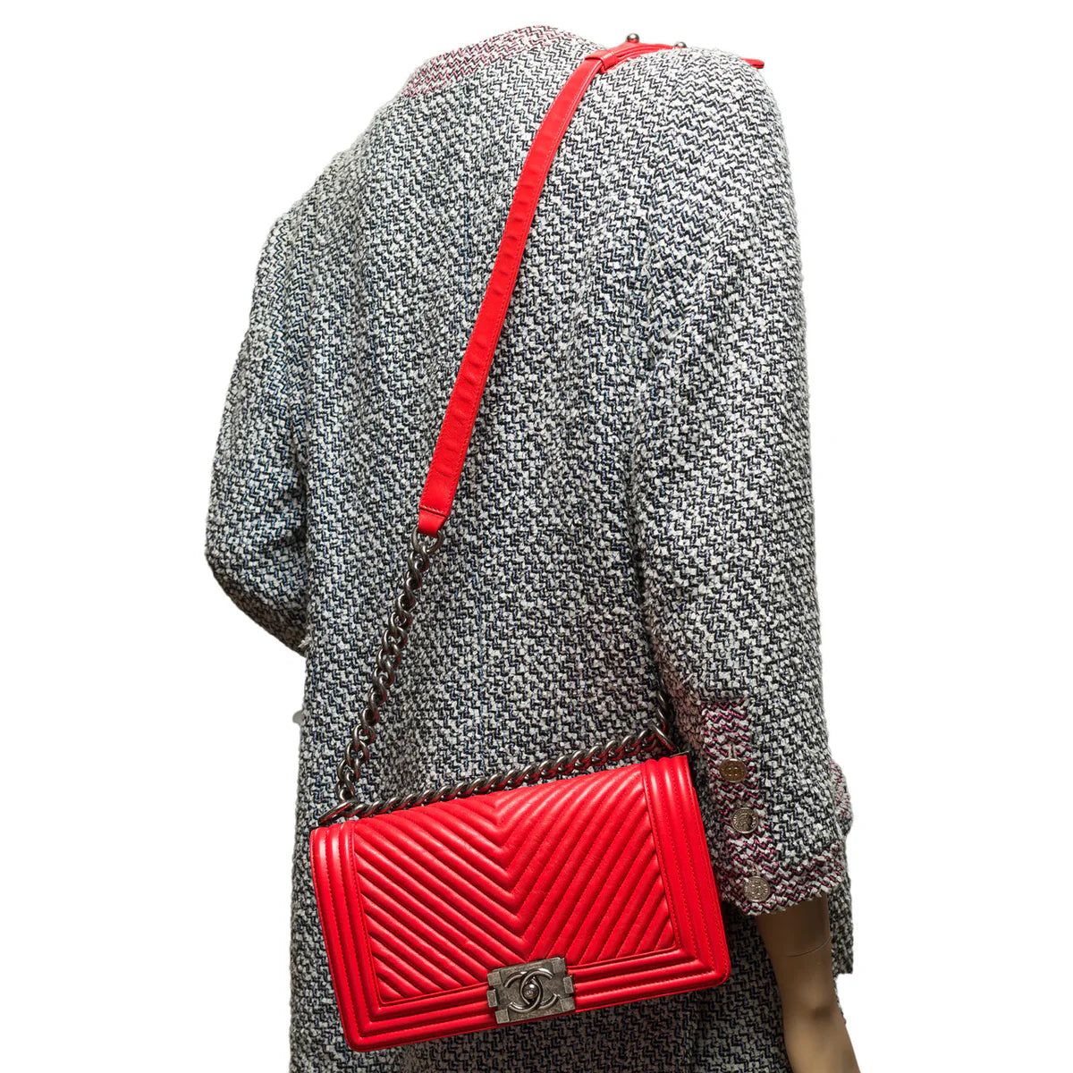 Chanel Chevron Boy Old Medium Red
