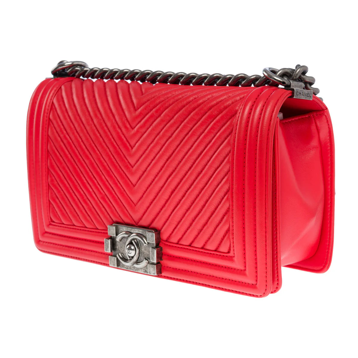 Chanel Chevron Boy Old Medium Red