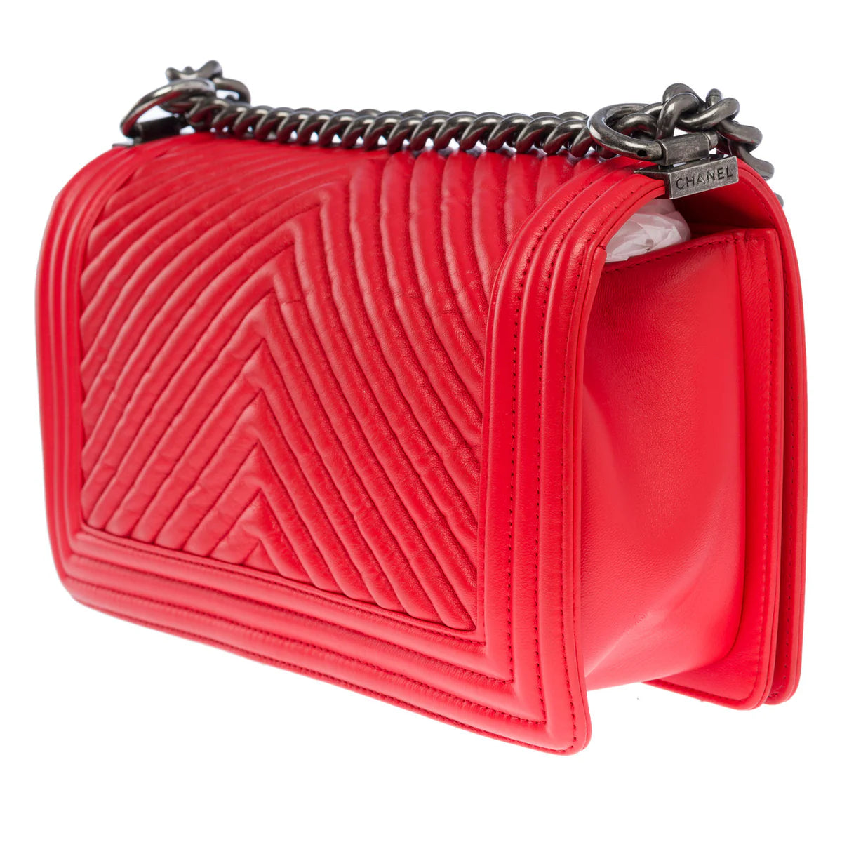 Chanel Chevron Boy Old Medium Red