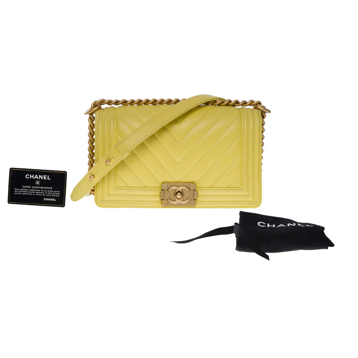 Chanel Chevron Boy Old Medium Yellow