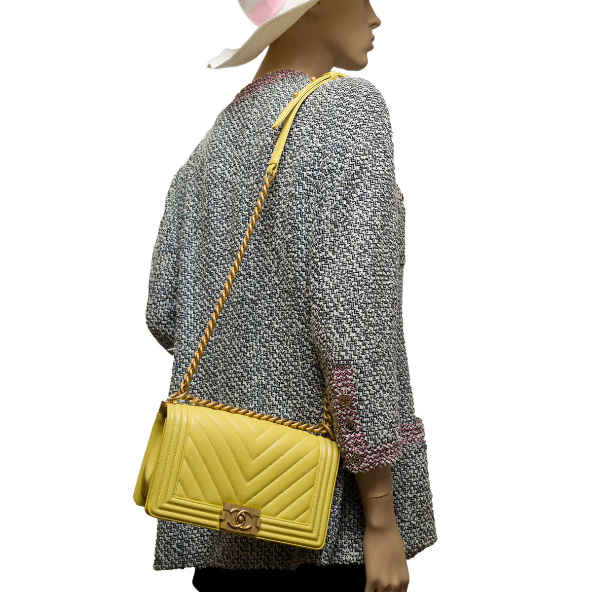 Chanel Chevron Boy Old Medium Yellow
