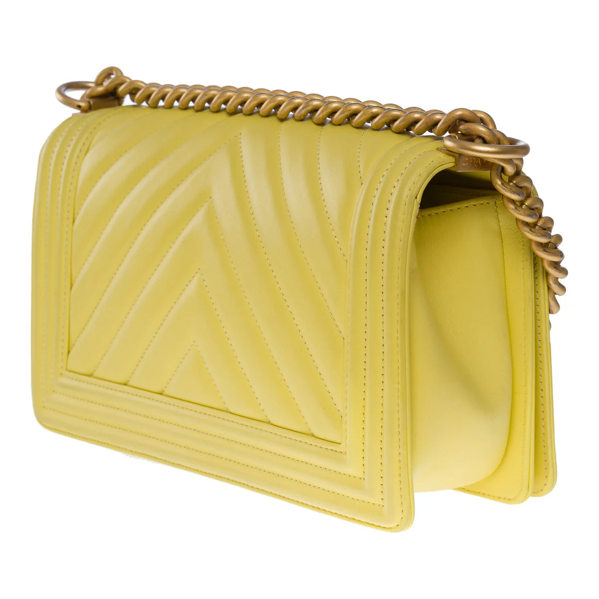 Chanel Chevron Boy Old Medium Yellow