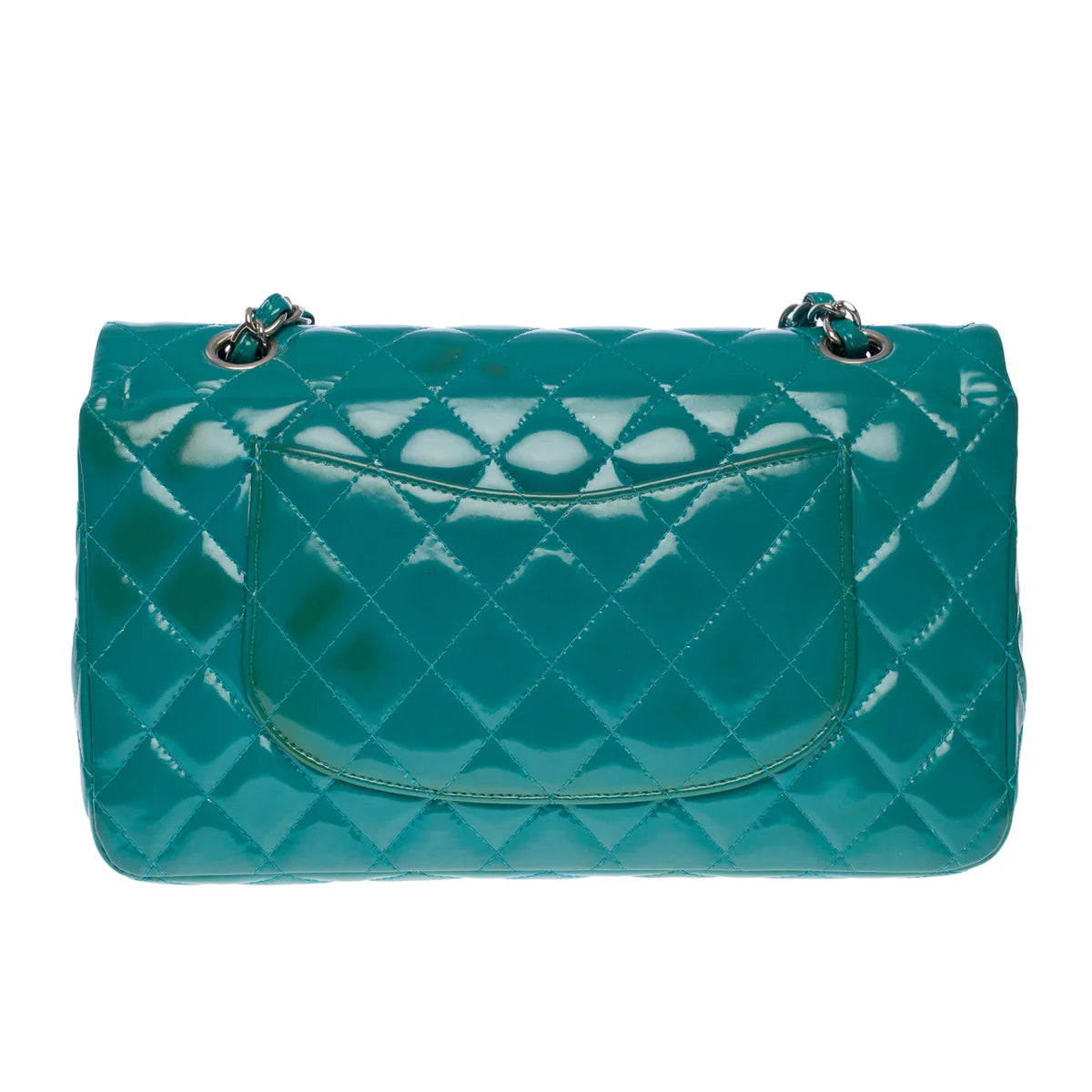 Chanel Medium Double Flap Bag Patent Leather Blue