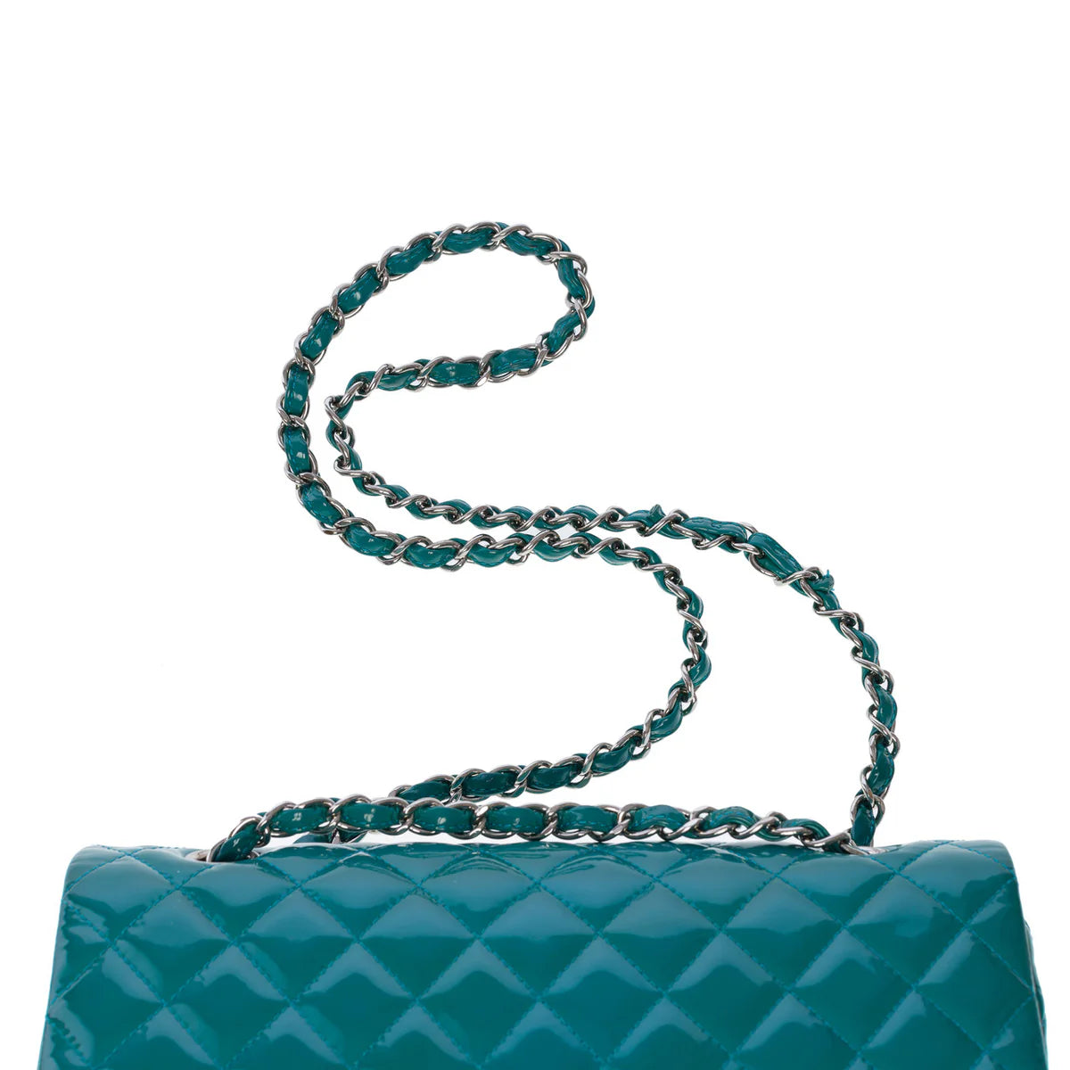 Chanel Medium Double Flap Bag Patent Leather Blue