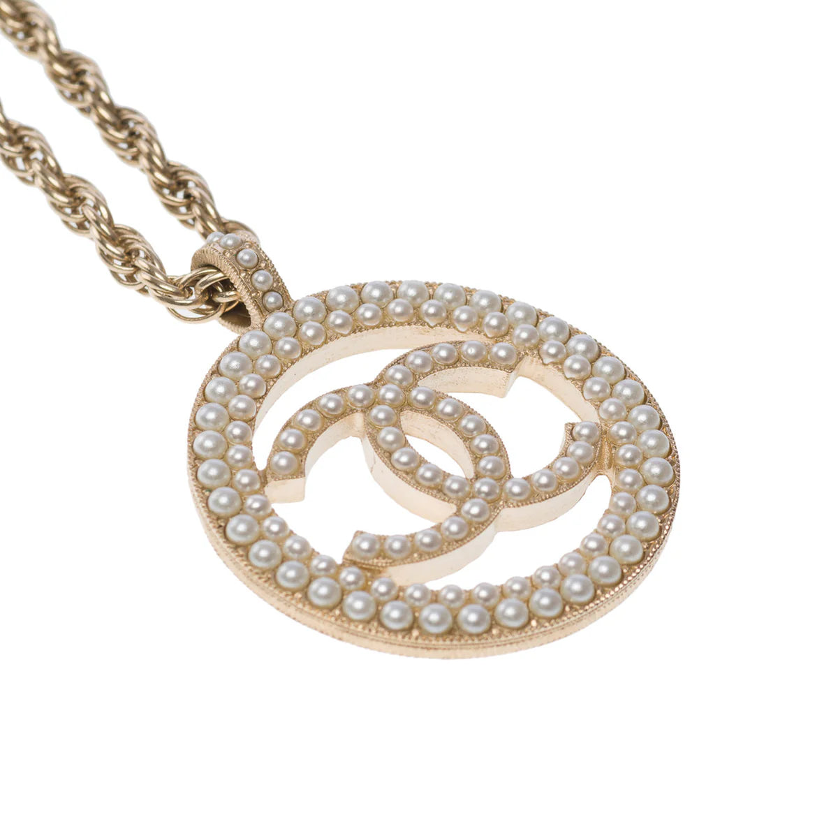 Chanel Pearl Logo Long Necklace
