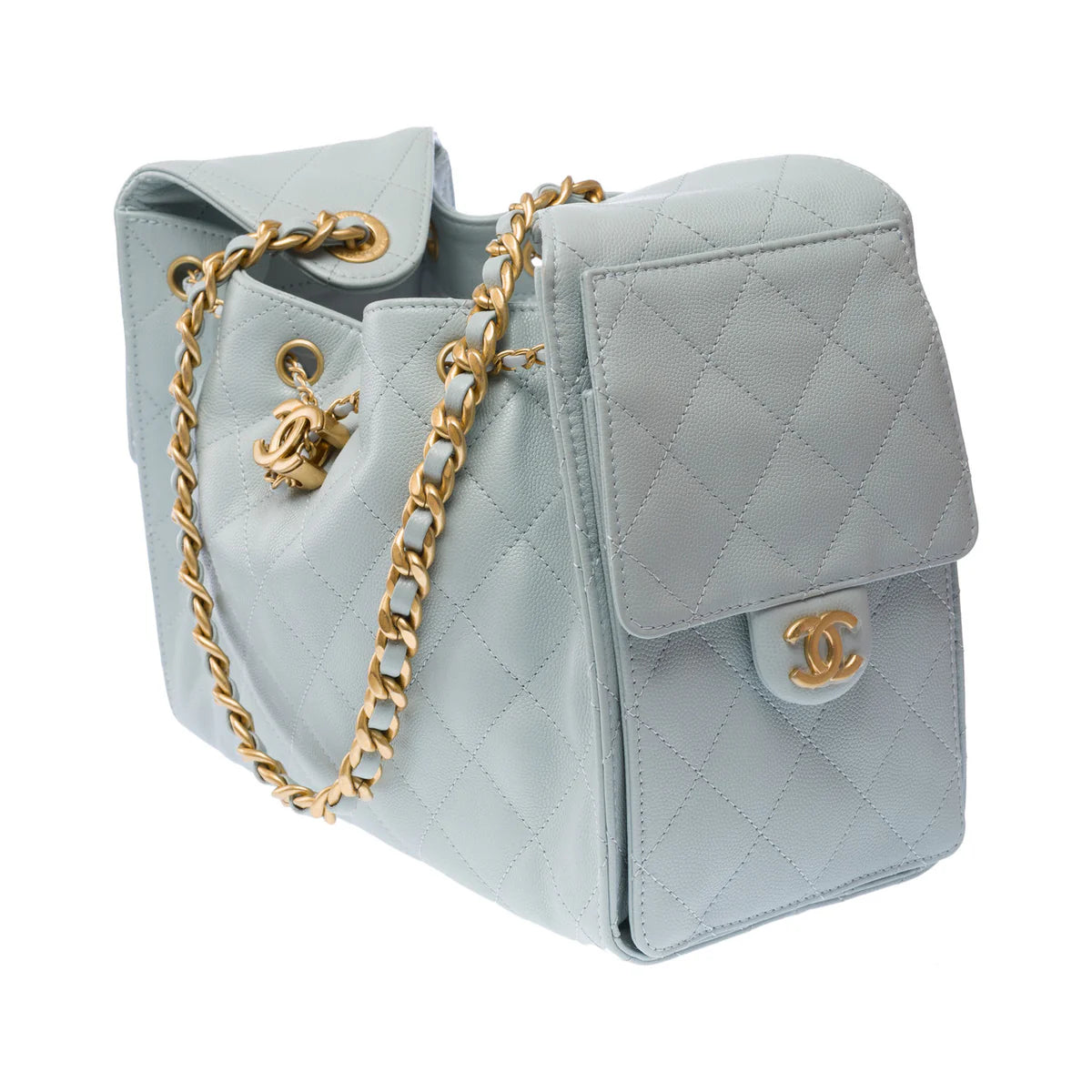 Chanel Small 25 Bag Grained Calfskin Blue