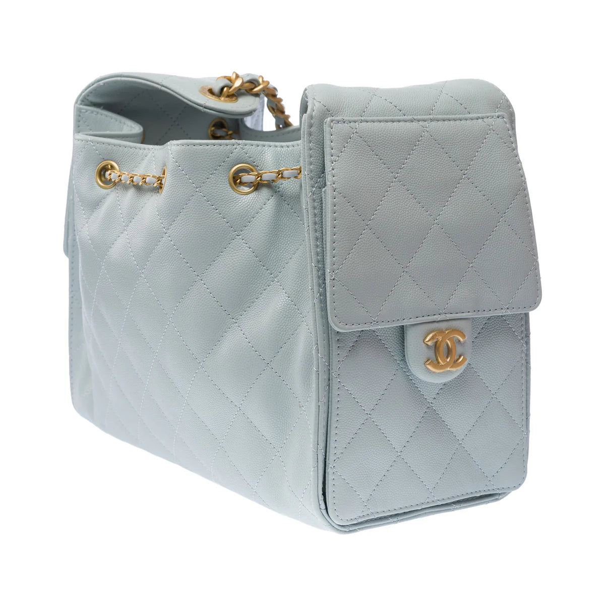 Chanel Small 25 Bag Grained Calfskin Blue