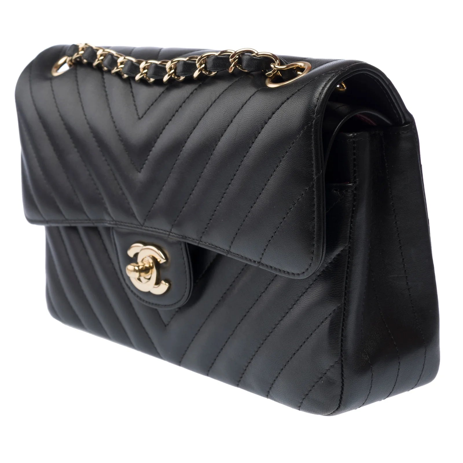 Chanel Medium Double Flap Chevron Black