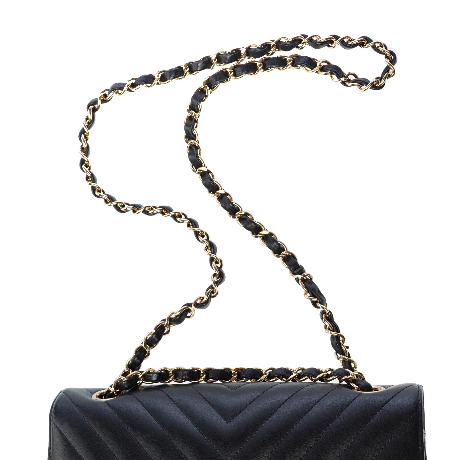 Chanel Medium Double Flap Chevron Black