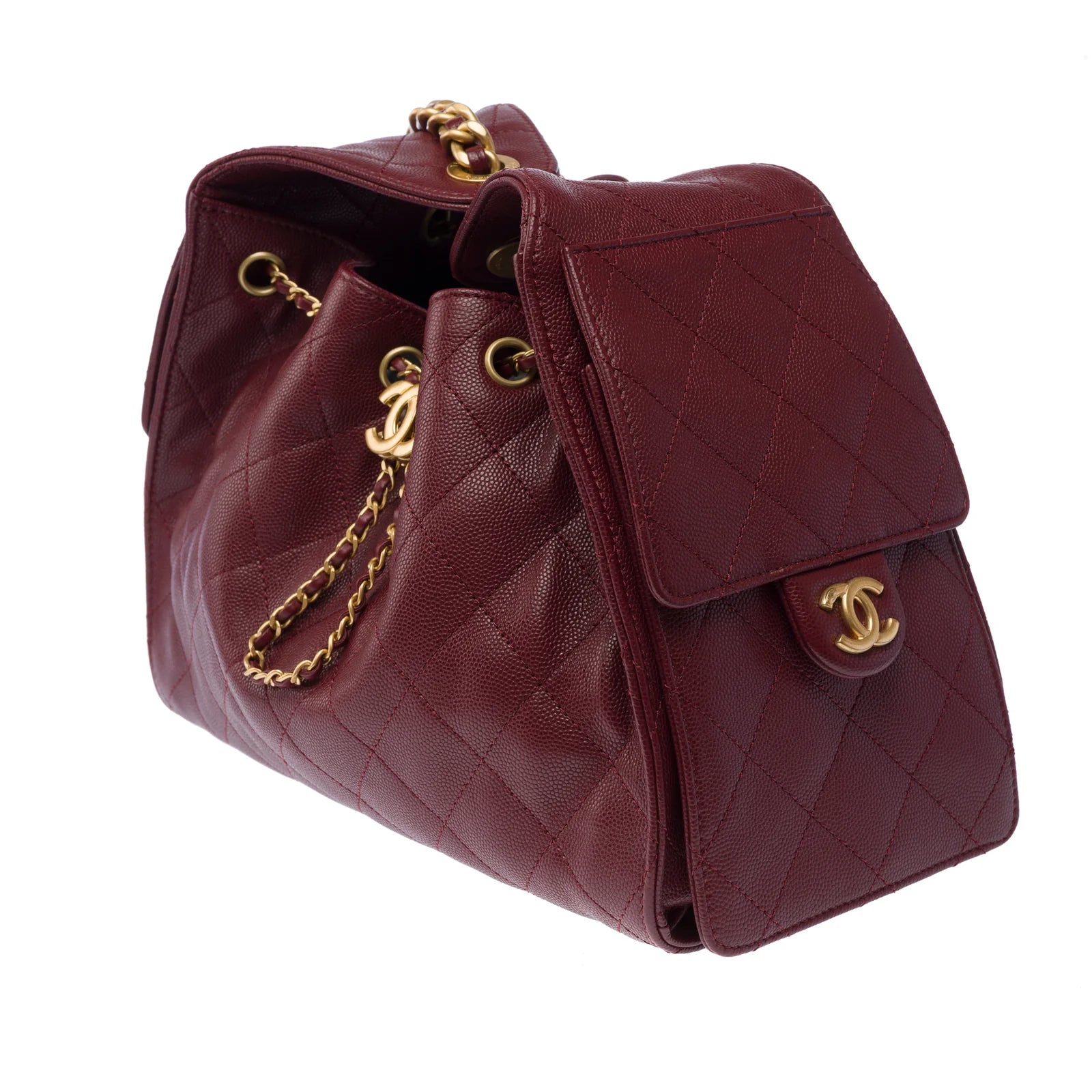 Chanel Small 25 Bag Grained Calfskin Bordeaux