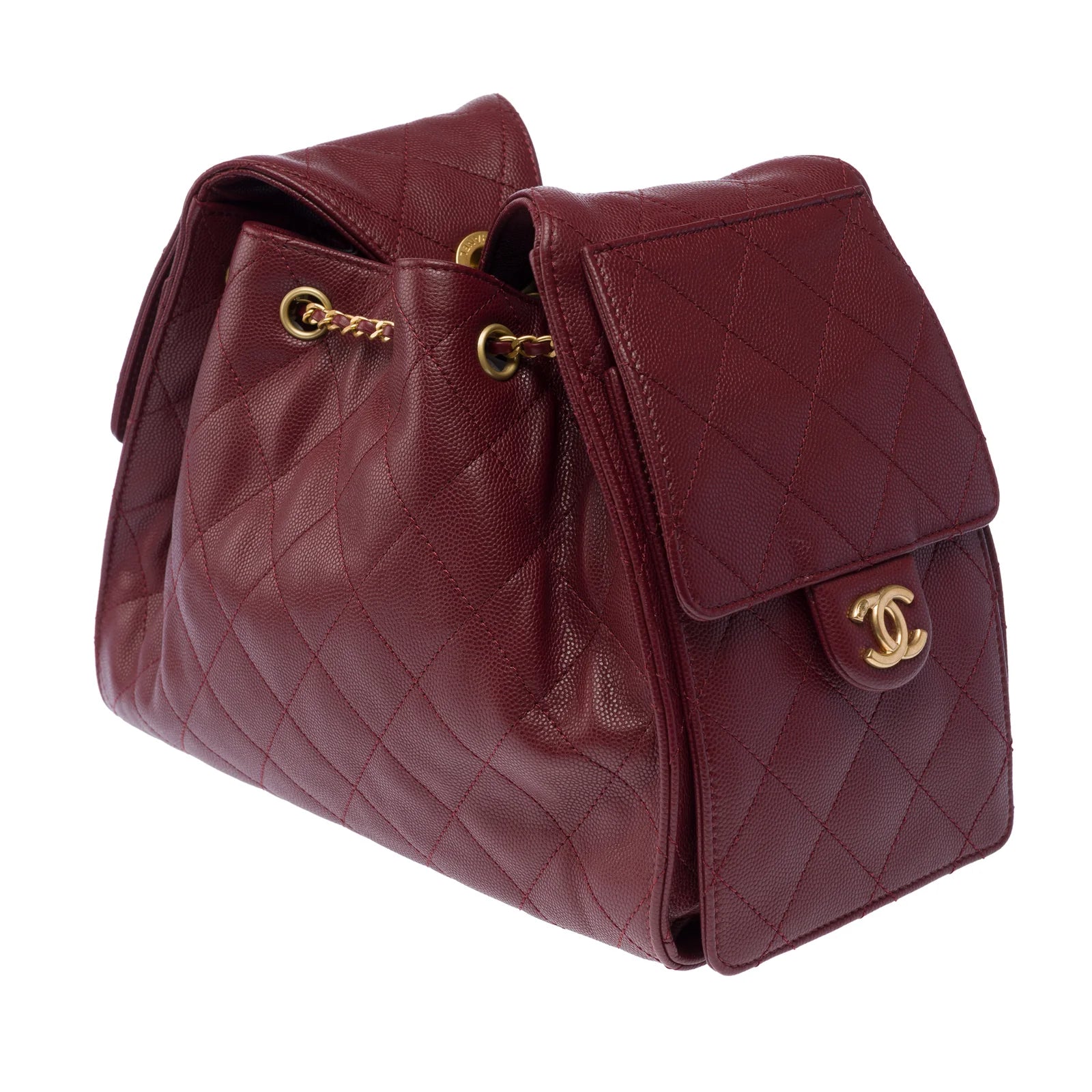 Chanel Small 25 Bag Grained Calfskin Bordeaux