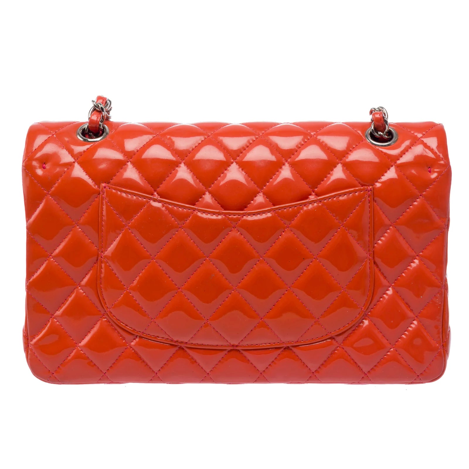 Chanel Medium Double Flap Orange Patent