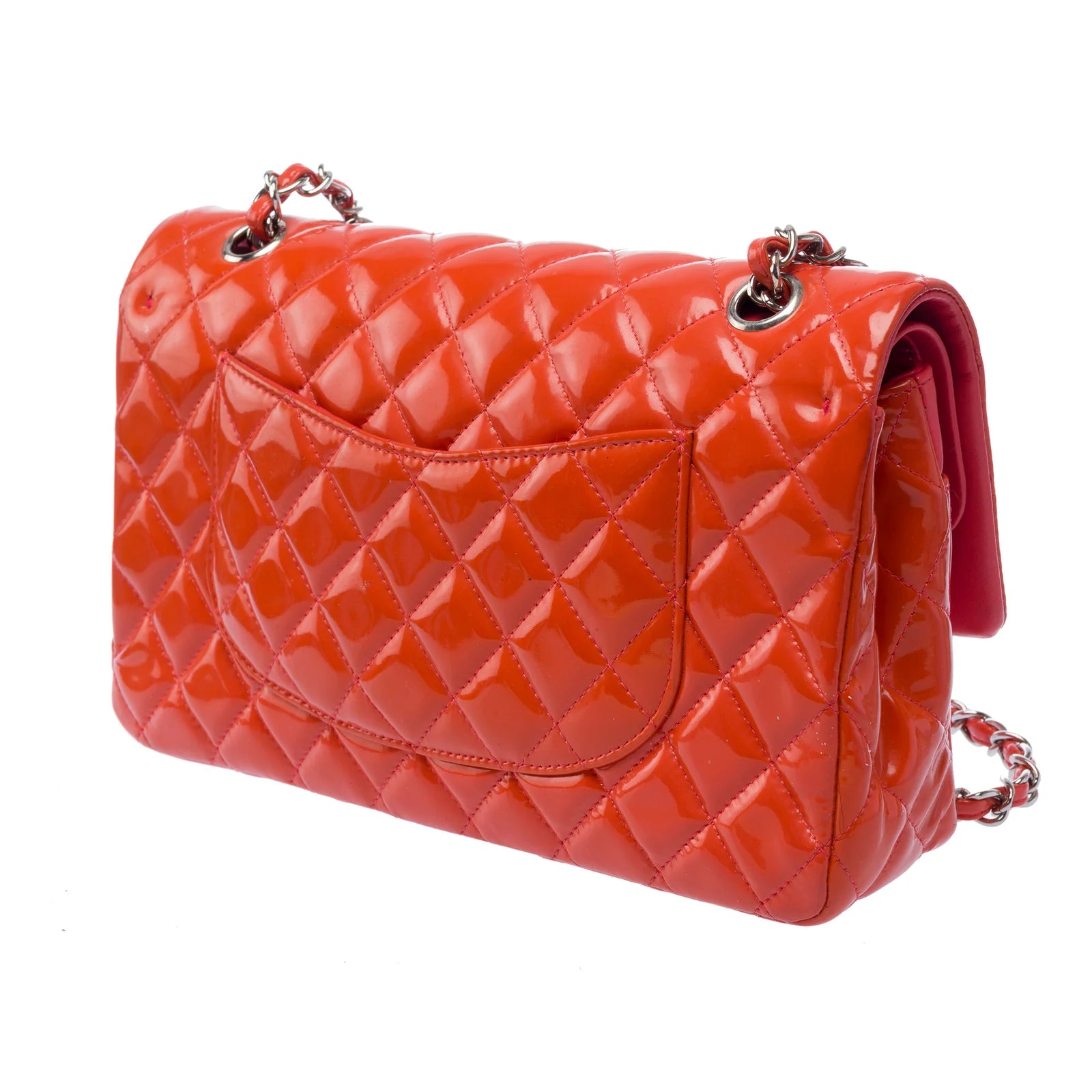 Chanel Medium Double Flap Orange Patent