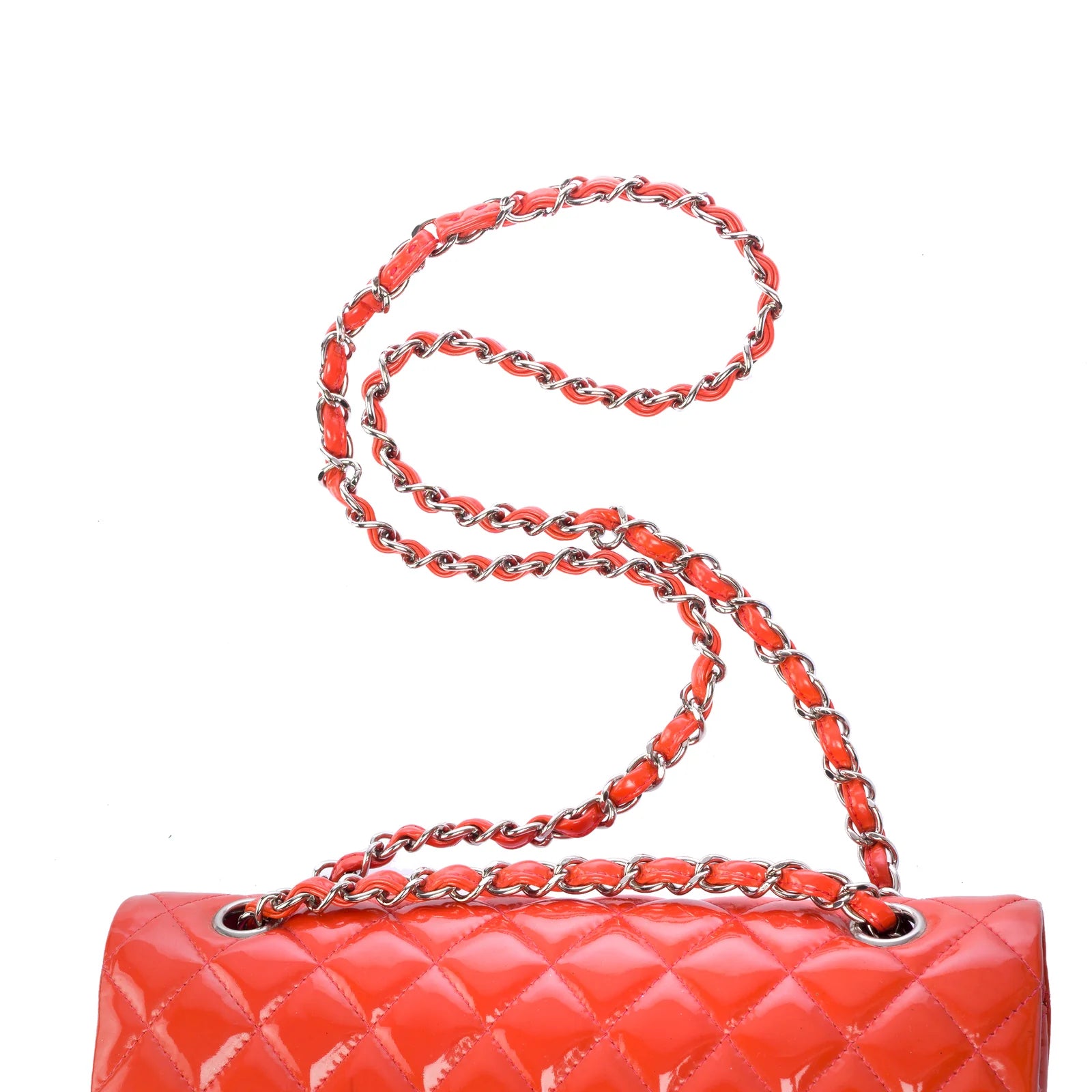 Chanel Medium Double Flap Orange Patent