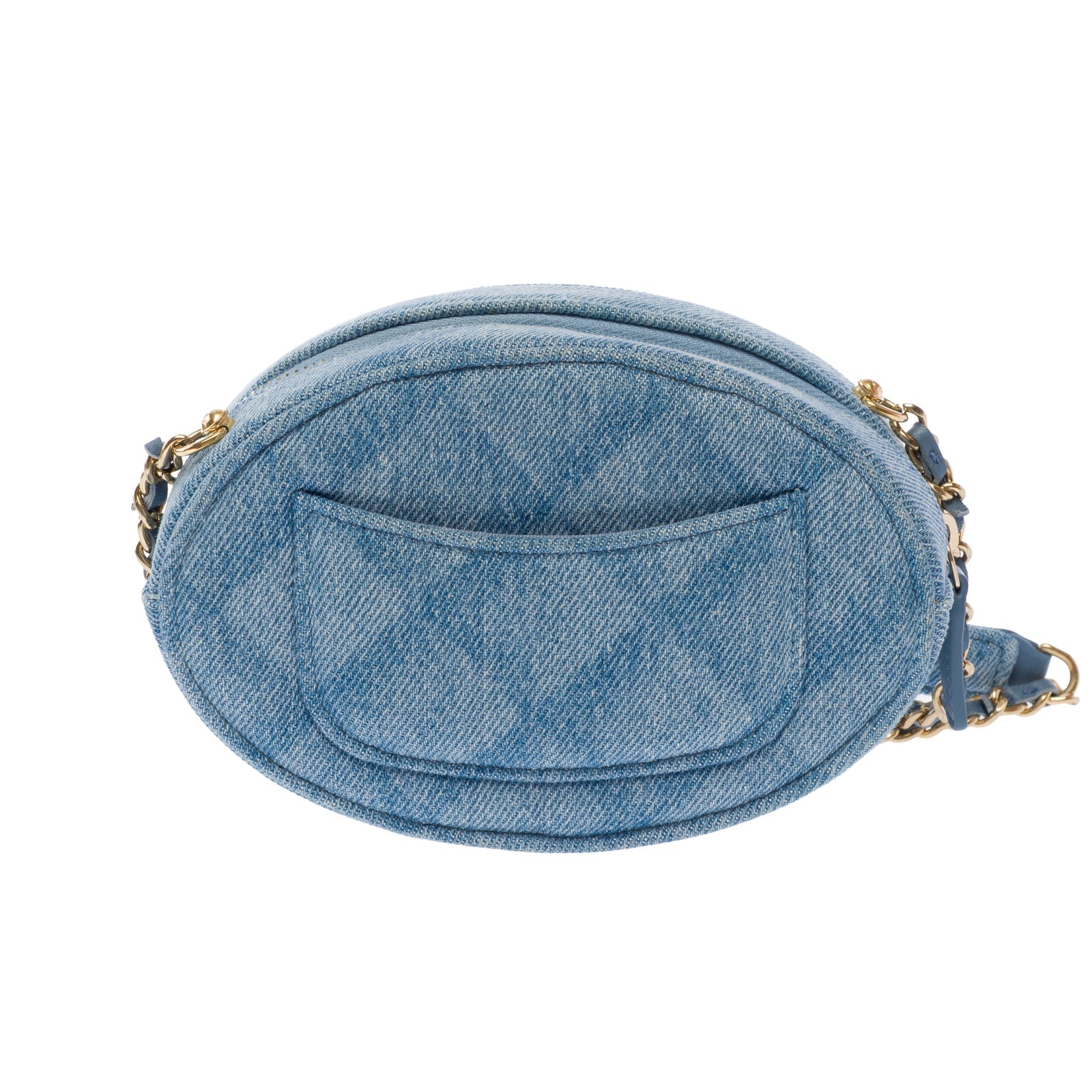 Chanel Denim Logo Plate Oval Clutch