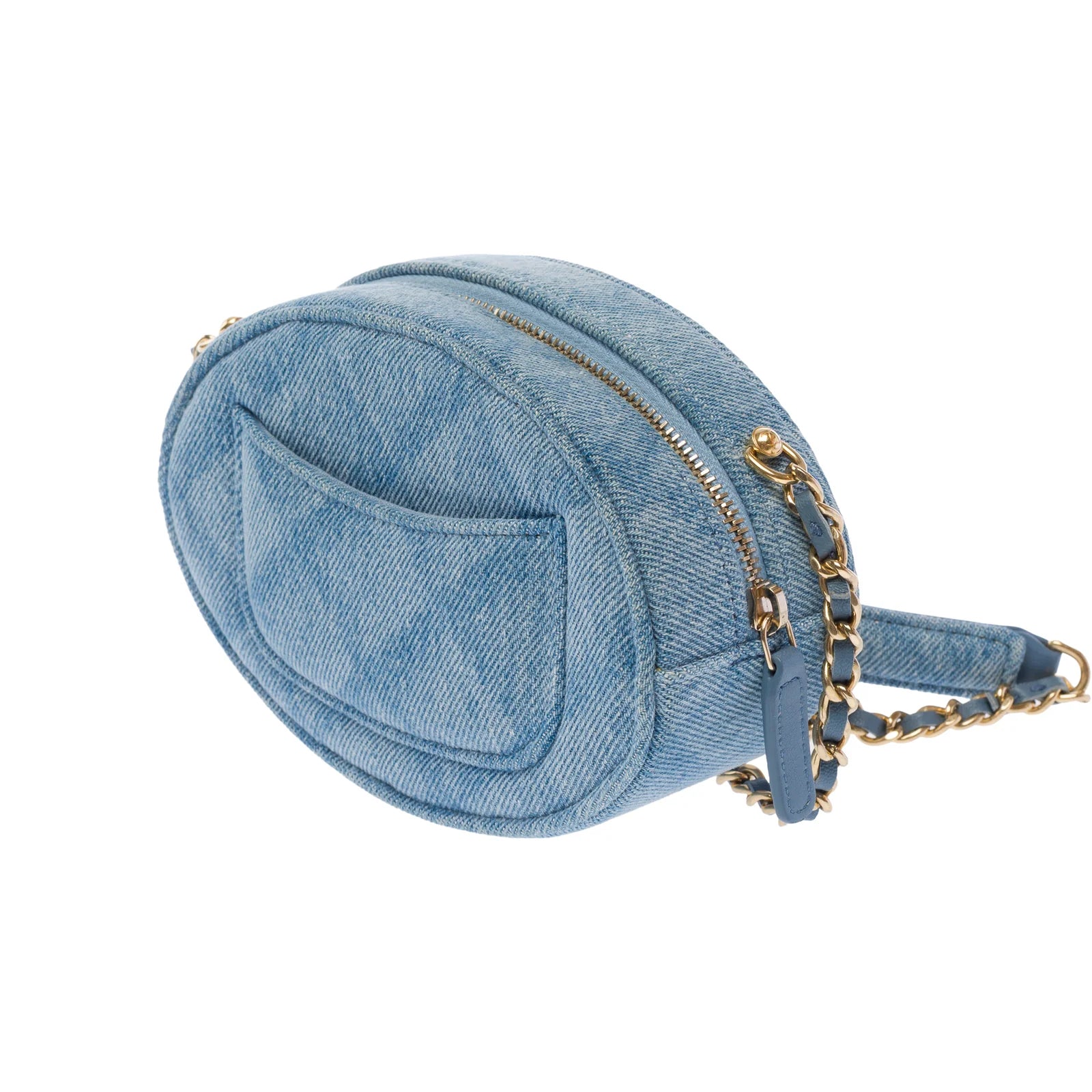 Chanel Denim Logo Plate Oval Clutch