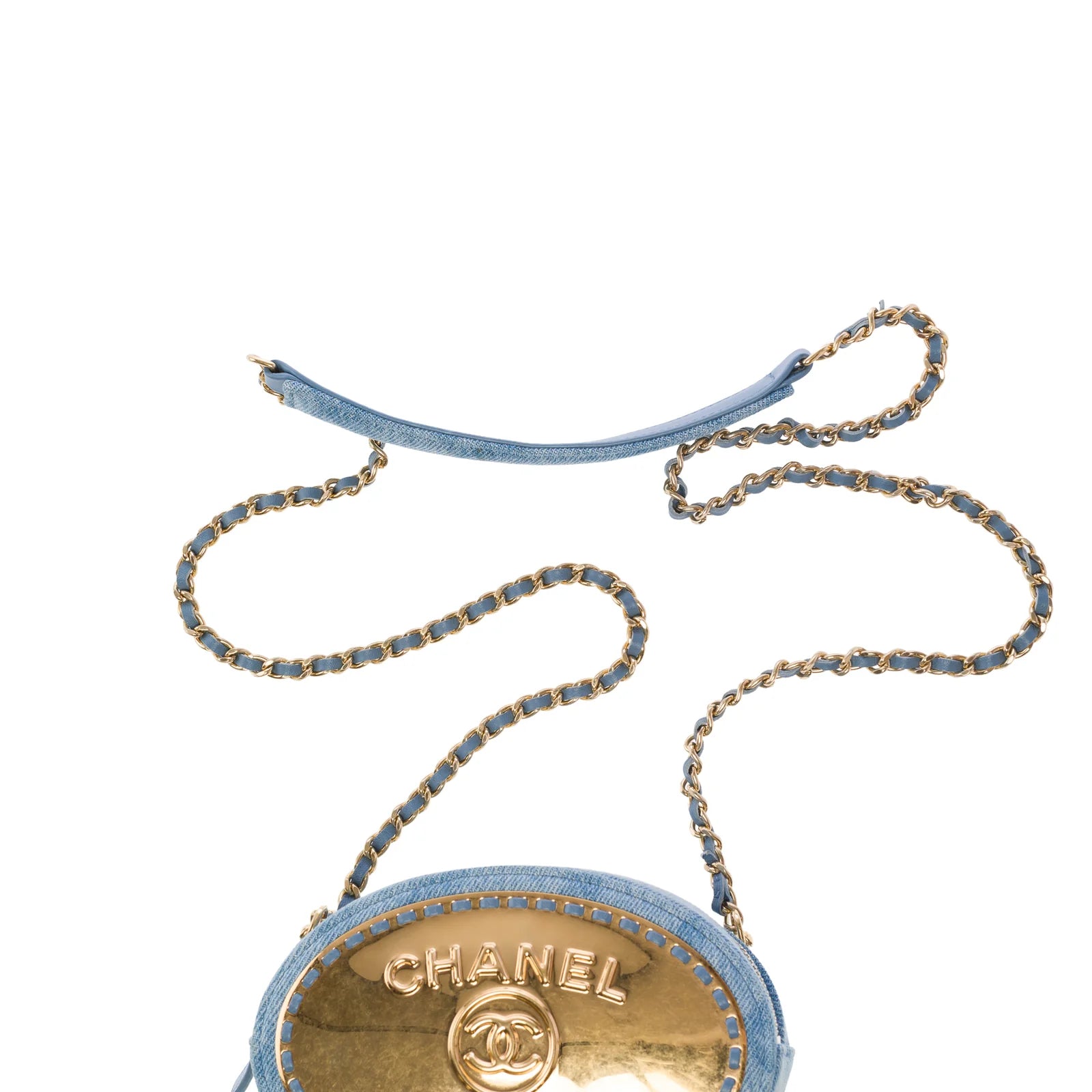 Chanel Denim Logo Plate Oval Clutch
