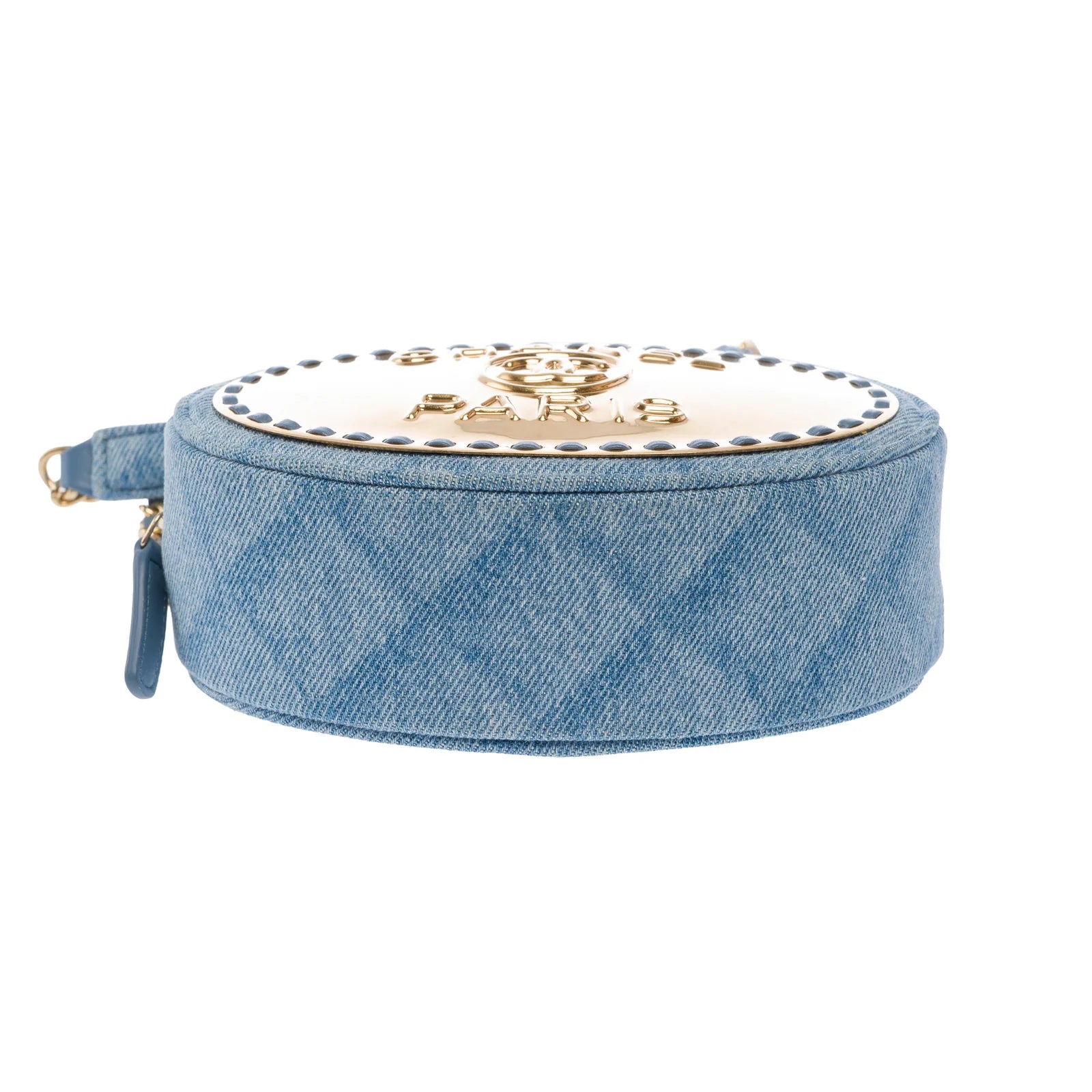 Chanel Denim Logo Plate Oval Clutch