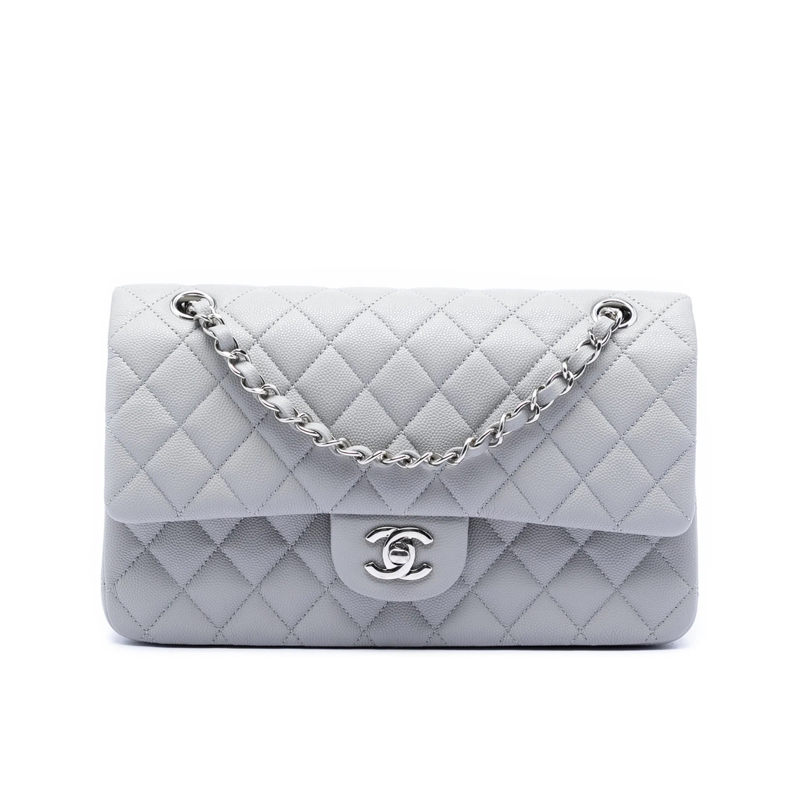 Chanel Medium Classic Caviar Double Flap Bag Grey