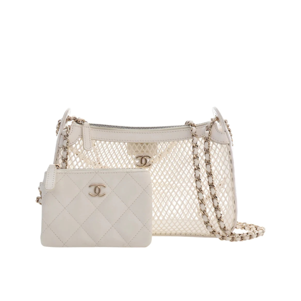 Chanel CC Mesh and Shiny Lambskin Clutch with Chain Bag