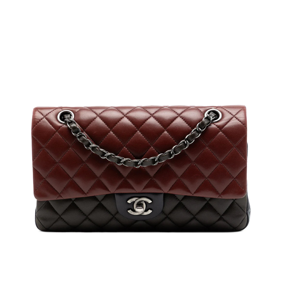 Chanel Medium Classic Tricolor Lambskin Double Flap Bag