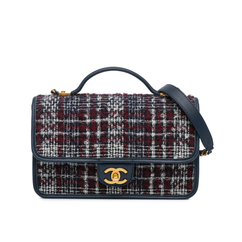 Chanel Small Tweed School Memory Top Handle Flap Bag