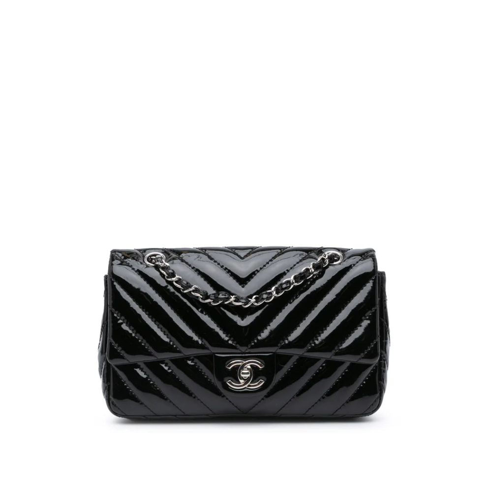 Chanel Medium Classic Chevron Patent Double Flap Bag