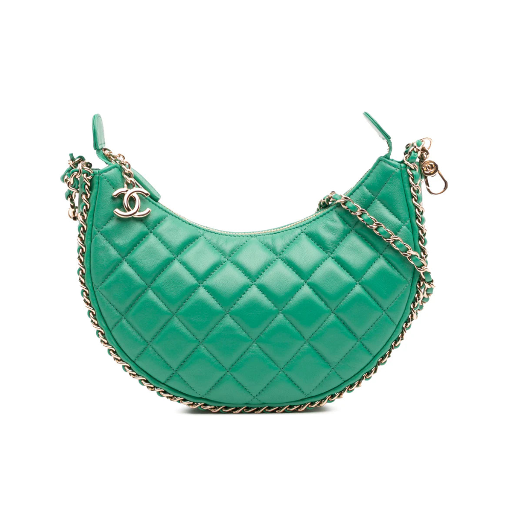 Chanel Small Quilted Lambskin Chain Around Hook Hobo Bag