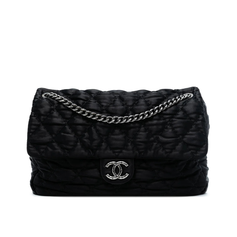 Chanel Extra Large CC Quilted Satin Single Flap Bag