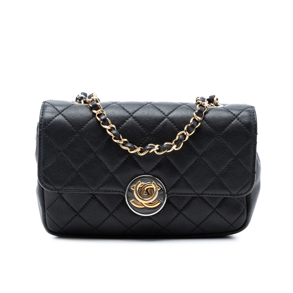 Chanel Quilted Lambskin Turn and Lock Flap Bag