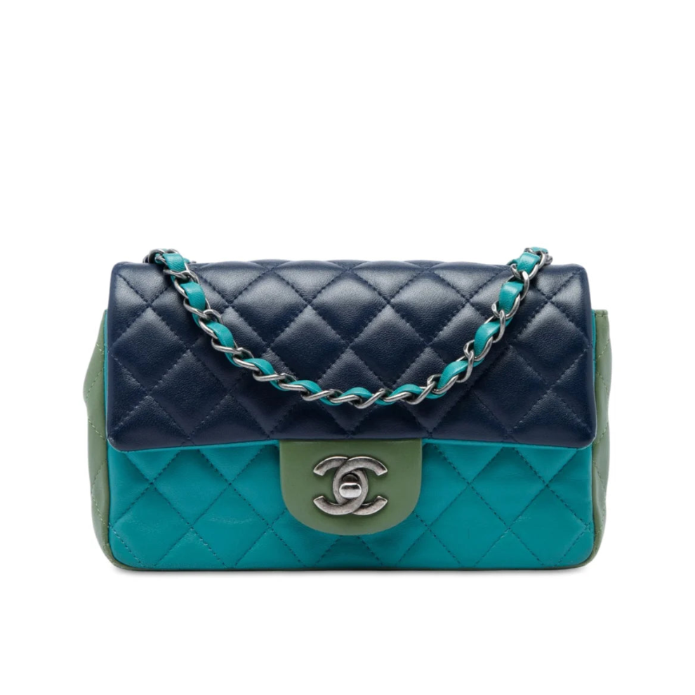 Chanel Mini Rectangular Classic Tricolor Lambskin Single Flap Bag