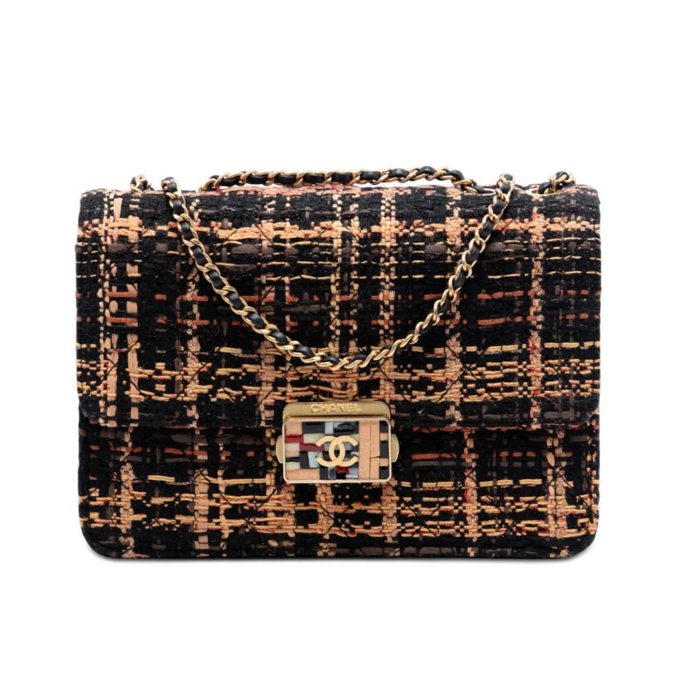 Chanel Medium Quilted Tweed Beauty Lock Flap Bag