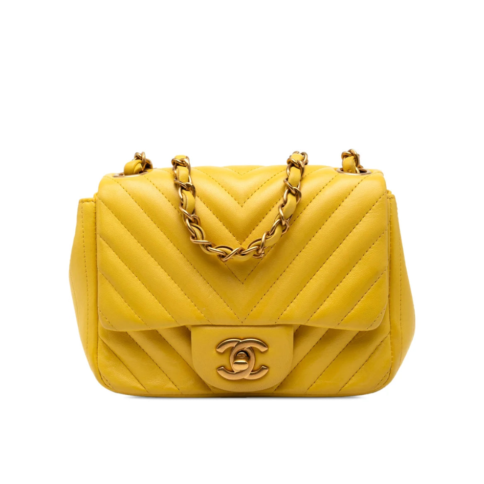 Chanel Mini Square Classic Chevron Lambskin Single Flap Bag