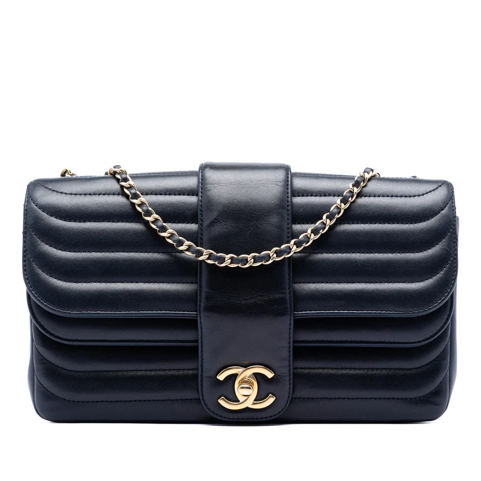 Chanel CC Horizontal Quilted Lambskin Double Flap Bag