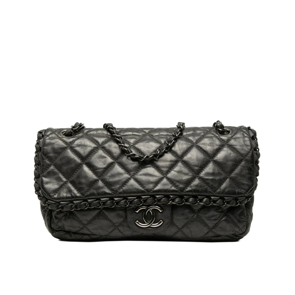 Chanel Medium Quilted Metallic Aged Calfskin Chain Me Flap Bag