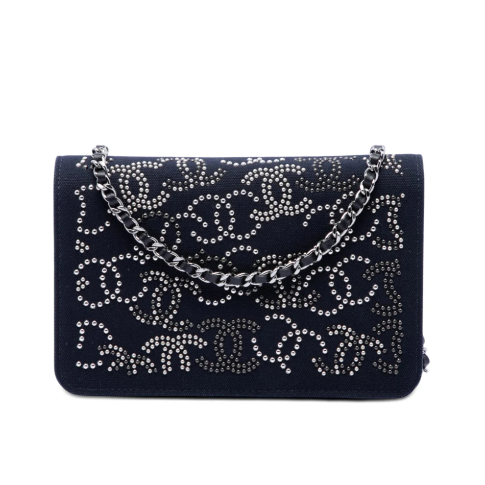 Chanel Paris Shanghai Crystal Embellished Canvas Wallet On Chain Bag