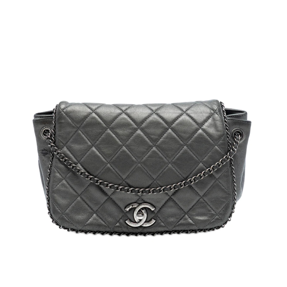 Chanel Small Quilted Calfskin CC Enchained Accordion Flap Bag