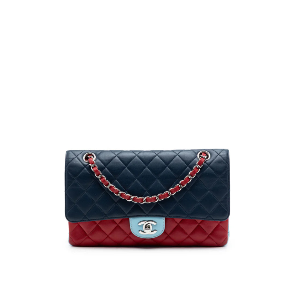 Chanel Medium Classic Tricolor Lambskin Double Flap Bag
