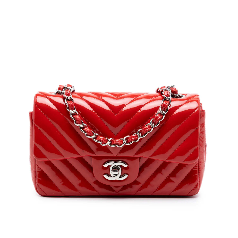 Chanel Mini Rectangular Classic Chevron Patent Single Flap Bag