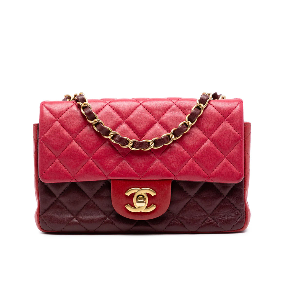 Chanel Mini Rectangular Classic Tricolor Lambskin Single Flap Bag