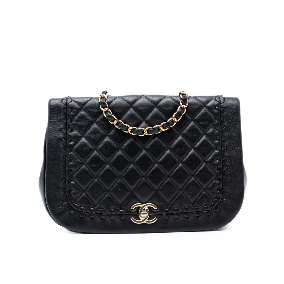 Chanel Quilted Lambskin Braided Saddle Flap Bag