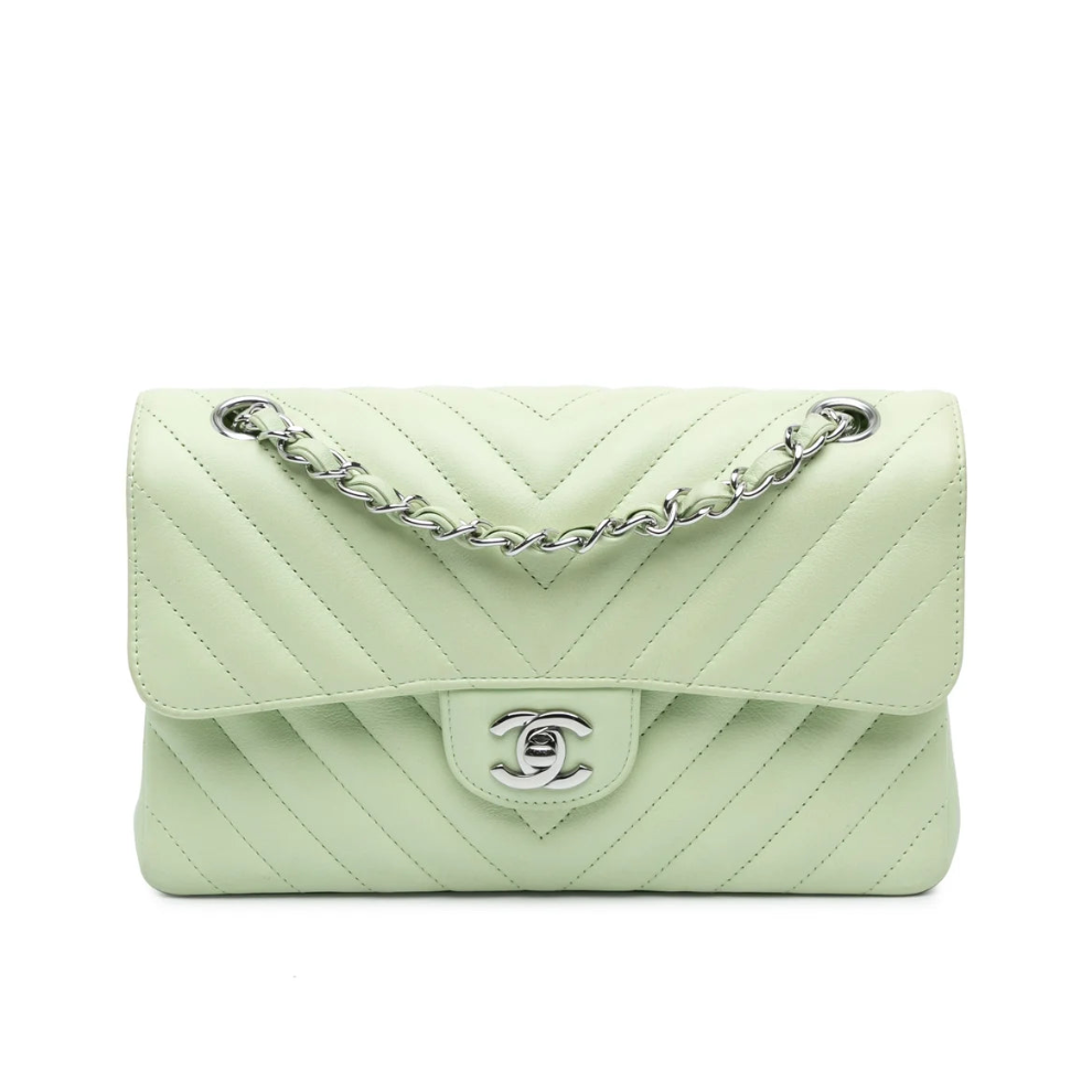 Chanel Small Classic Chevron Lambskin Double Flap Bag