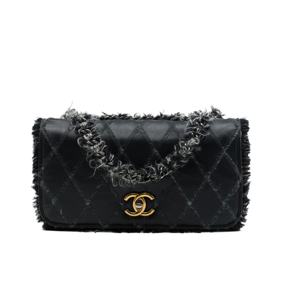 Chanel CC Quilted Lambskin Tweedy Flap Bag