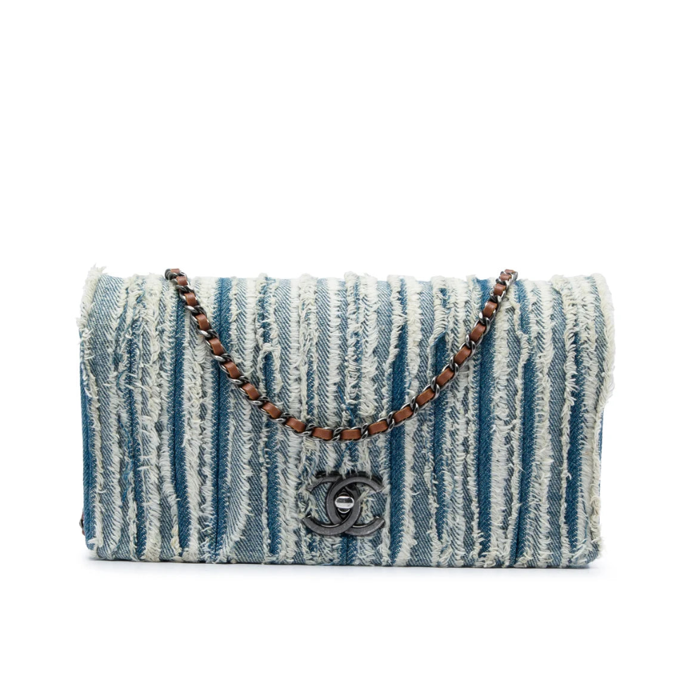 Chanel CC Denim Fringe Single Flap Bag