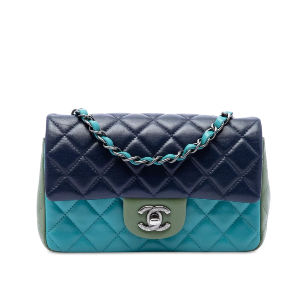 Chanel Mini Rectangular Classic Tricolor Lambskin Single Flap Bag