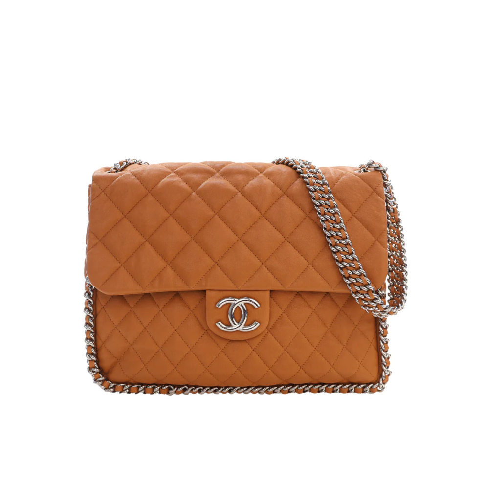 Chanel Maxi Quilted Washed Lambskin Chain Around Flap Bag