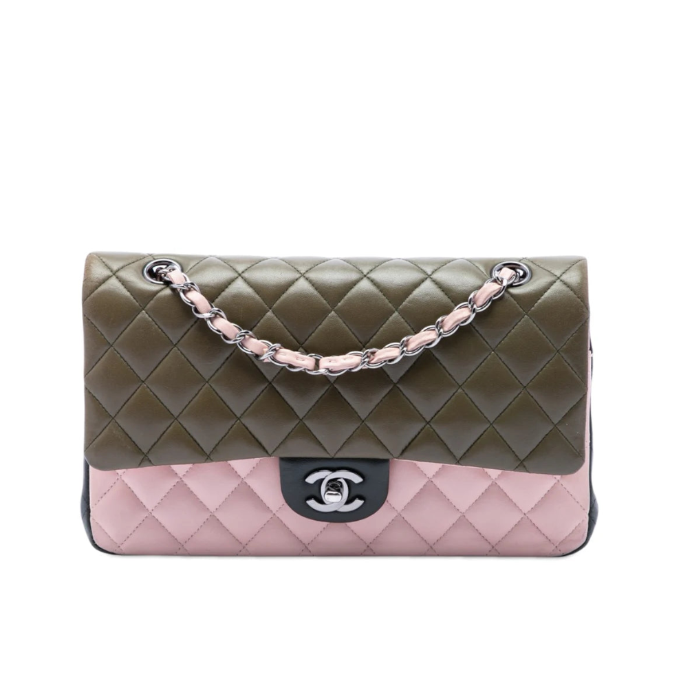 Chanel Medium Classic Tricolor Lambskin Double Flap Bag